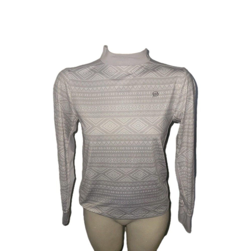 BORN Mock Neck Long Sleeve Top Geometric Pattern Cozy Casual Winter Ski outdoor